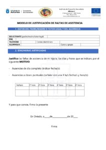 Justificante de faltas de asistencia