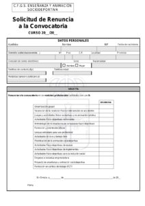 Solicitud de Renuncia a la Convocatoria de Enseñanza y Animación Sociodeportiva